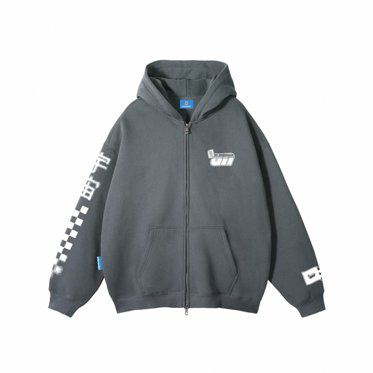 Stone grey oversized racer hoodie